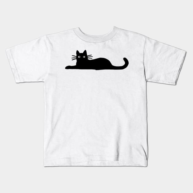 Black Cat Hanging Out Kids T-Shirt by Coffee Squirrel